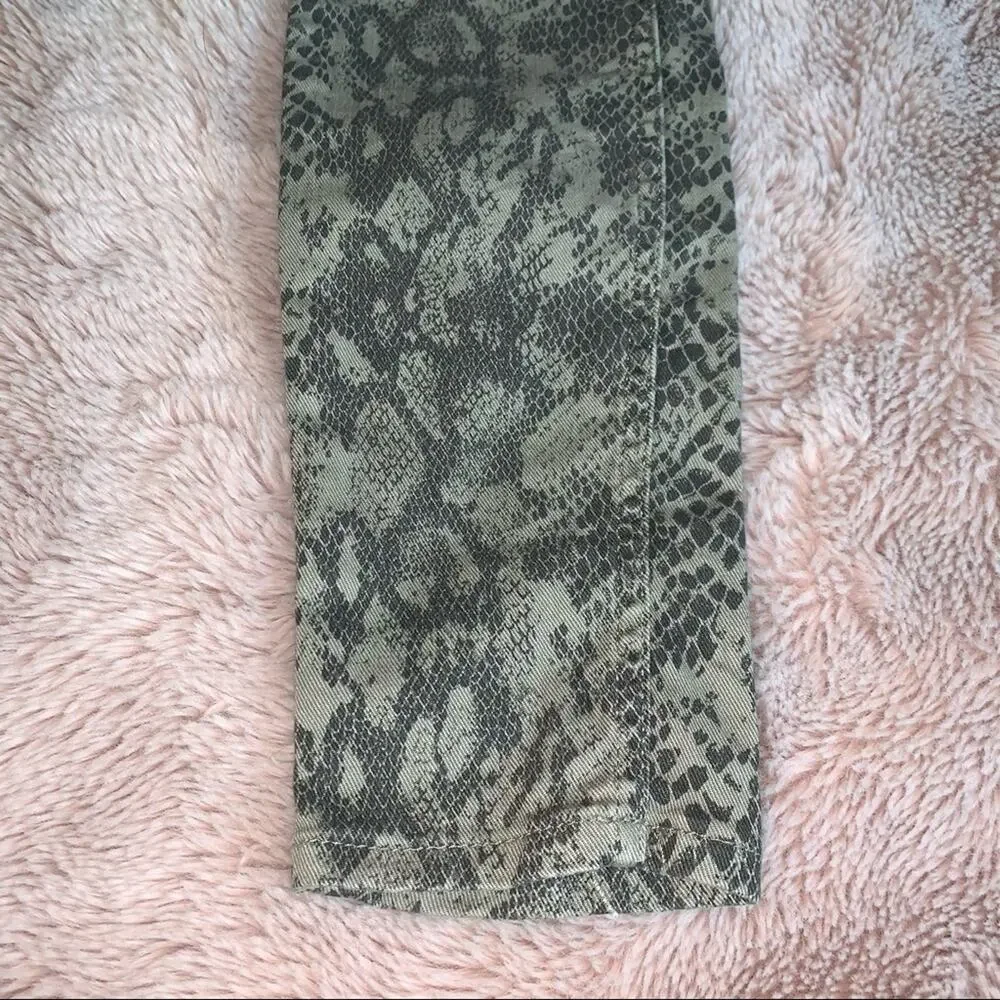 Zara Snake Print Tan & Brown High-Rise Skinny Jeans Size: 4